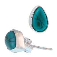 Cargar imagen en el visor de la galería, Ohrstecker Türkis Tropfen 8 mm 925er Sterling Silber Rand Stein Silberohrstecker - chic-net.de

