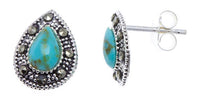 Cargar imagen en el visor de la galería, Ohrstecker türkis Tropfen Stein silber Rand 8 mm silber Steine eingefasst 925er Sterlingsilber - chic-net.de
