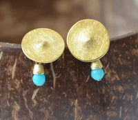 Load image into Gallery viewer, Ohrstecker vergoldet 925 Silber Knopf Stein türkis - chic-net.de
