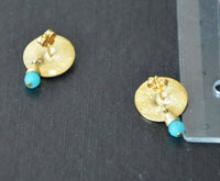 Load image into Gallery viewer, Ohrstecker vergoldet 925 Silber Knopf Stein türkis - chic-net.de
