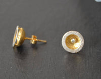 Load image into Gallery viewer, Ohrstecker vergoldet 925 Silber Rand Kelch Zirkonia - chic-net.de
