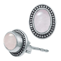 Cargar imagen en el visor de la galería, Ohrstecker weiß Mondstein oval, silber Rand Zopfmuster Rand Ohrringe 925er Sterlingsilber - chic-net.de
