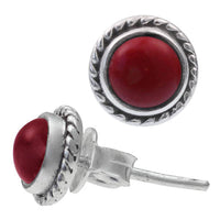 Load image into Gallery viewer, Ohrstecker Zopf Rand Jaspis rot rund 8 mm 925er Sterling Silber Stein Silberohrstecker - chic-net.de

