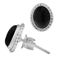 Cargar imagen en el visor de la galería, Ohrstecker Zopf Rand Onyx oval 10 mm 925er Sterling Silber Stein Silberohrstecker - chic-net.de
