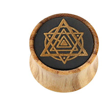 Cargar imagen en el visor de la galería, Olivenholz Horn Inlay Flesh Plug Symbol Dreiecke - chic-net.de
