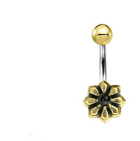 Cargar imagen en el visor de la galería, Bauchnabel Piercing Brass Edelstahl Sternblume Stein - chic-net.de
