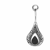 Cargar imagen en el visor de la galería, Bauchnabelpiercing aus Edelstahl Silber mit Tropfen Inlay - chic-net.de
