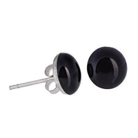 Load image into Gallery viewer, Onyx Ohrstecker schwarz gewölbt rund eingefasst 925 Sterling Silber Silberohrstecker - chic-net.de
