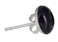 Load image into Gallery viewer, Onyx Ohrstecker schwarz gewölbt rund eingefasst 925 Sterling Silber Silberohrstecker - chic-net.de
