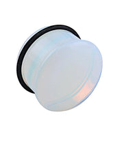 Cargar imagen en el visor de la galería, Opal Stein weiß Plug Dehner single flared Gummiring - chic-net.de
