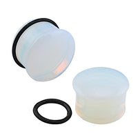 Cargar imagen en el visor de la galería, Opal Stein weiß Plug Dehner single flared Gummiring - chic-net.de
