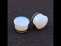 Cargar imagen en el visor de la galería, Opal Stein weiß Plug Dehner single flared Gummiring - chic-net.de
