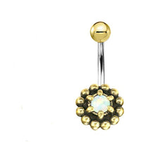 Cargar imagen en el visor de la galería, Bauchnabel Piercing Brass Edelstahl Punkteblume Stein - chic-net.de
