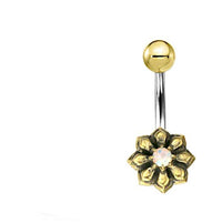 Cargar imagen en el visor de la galería, Bauchnabel Piercing Brass Edelstahl Sternblume Stein - chic-net.de
