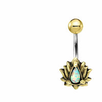 Cargar imagen en el visor de la galería, Bauchnabelpiercing Brass Edelstahl gold Lotus Stein - chic-net.de
