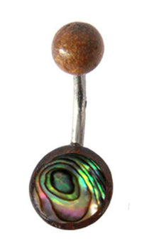 Cargar imagen en el visor de la galería, Organic Abalone Tamarind Holz braun bunt Bauchnabelpiercing Scheibe Bananenpiercing Edelstahl - chic-net.de
