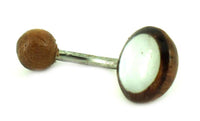 Cargar imagen en el visor de la galería, Organic Perlmutt Tamarind Holz braun weiß Bauchnabelpiercing Scheibe Bananenpiercing Edelstahl - chic-net.de
