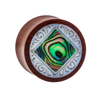 Cargar imagen en el visor de la galería, Organic Sabaholz Plug Paua Abalone eckig gerahmt Perlmutt Tunnel Tribal Expander - chic-net.de
