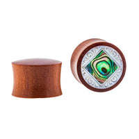 Cargar imagen en el visor de la galería, Organic Sabaholz Plug Paua Abalone eckig gerahmt Perlmutt Tunnel Tribal Expander - chic-net.de
