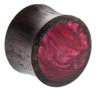 Load image into Gallery viewer, Organic Sonoholz dunkel Plug magenta fuchsia Resin Inlay schillernd Tribal - chic-net.de
