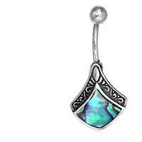 Cargar imagen en el visor de la galería, Bauchnabelpiercing aus Edelstahl Silber mit Raute Inlay - chic-net.de
