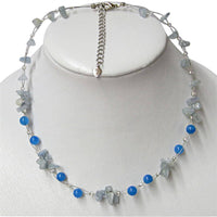 Cargar imagen en el visor de la galería, Perlen Halskette blau türkis Steinsplitter Bündel 42-48cm - chic-net.de
