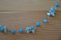 Cargar imagen en el visor de la galería, Perlen Halskette blau türkis Steinsplitter Bündel 42-48cm - chic-net.de
