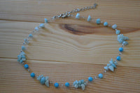 Cargar imagen en el visor de la galería, Perlen Halskette blau türkis Steinsplitter Bündel 42-48cm - chic-net.de

