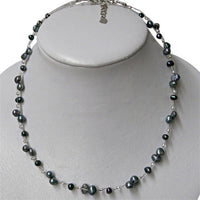 Cargar imagen en el visor de la galería, Perlen Halskette Glasperlen grau grün lila 42- 48 cm - chic-net.de
