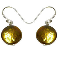 Cargar imagen en el visor de la galería, Perlen Ohrringe braun orange grün schillernd rund Linse 925er Sterling Silber Perlenohrringe - chic-net.de
