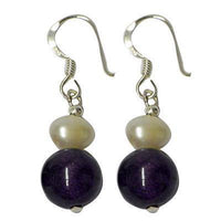 Cargar imagen en el visor de la galería, Perlen Ohrringe lila weiß Amethyst 925er Sterlingsilber Perle Ohrhänger Steinohrringe - chic-net.de
