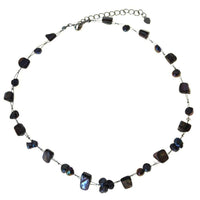 Load image into Gallery viewer, Perlen Perlmutt Halskette Muschel Stücke lila braun grau - chic-net.de
