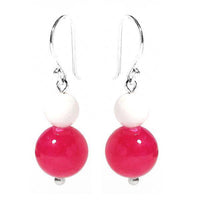 Load image into Gallery viewer, Perlenohrringe, rosa, weiß, Katzenauge, 925er Sterlingsilber-Bügel, 20 mm lang - chic-net.de
