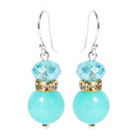Load image into Gallery viewer, Perlenohrringe, türkis, Katzenauge, mit Zirkonia, 925er Sterlingsilber-Bügel, 20 mm lang - chic-net.de

