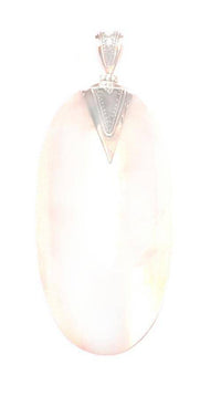 Cargar imagen en el visor de la galería, Perlmutt Anhänger 82 mm Ellipse Damenanhänger 925er Sterlingsilber Dreieck Punkte gewölbt - chic-net.de
