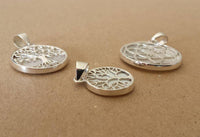 Cargar imagen en el visor de la galería, Perlmutt Anhänger 925 Sterlingsilber rund Blume Baum des Lebens Muschel Silber - chic-net.de
