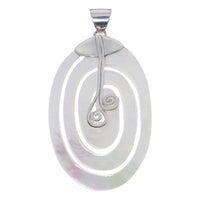 Load image into Gallery viewer, Perlmutt-Anhänger, Damenanhänger aus 925er Sterlingsilber mit Perlmutt, eingravierte Spirale - chic-net.de
