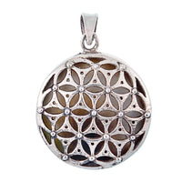 Cargar imagen en el visor de la galería, Perlmutt Anhänger kreisförmig 925er Sterlingsilber Perlmutt Rückseite mit Muster - chic-net.de
