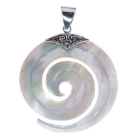 Cargar imagen en el visor de la galería, Perlmutt Anhänger Spirale Damenanhänger 925er Sterlingsilber eingefasst Spiralmuster - chic-net.de
