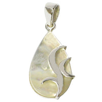 Cargar imagen en el visor de la galería, Perlmutt-Anhänger, tropfenförmiger Damenanhänger aus 925er Sterlingsilber und Perlmutt, mit Silberverzierung, ca. 20 x 13mm - chic-net.de
