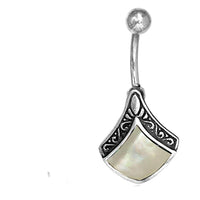 Cargar imagen en el visor de la galería, Bauchnabelpiercing aus Edelstahl Silber mit Raute Inlay - chic-net.de
