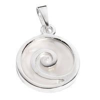 Load image into Gallery viewer, Perlmutt Muschel Anhänger Silberanhänger rund 925er Sterling Silber Damen Schmuck weiß Spirale - chic-net.de
