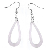 Cargar imagen en el visor de la galería, Perlmutt Muschel Ohrringe 36 mm Tropfen hohl Edelstahl nickelfrei weiß schillernd - chic-net.de
