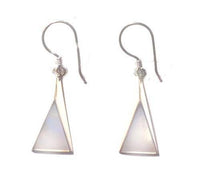 Cargar imagen en el visor de la galería, Perlmutt Muschel Silberohrringe Ohrringe Ohrhänger 925er Sterling Silber Dreieck Schmuck - chic-net.de
