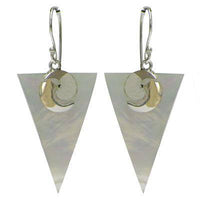 Cargar imagen en el visor de la galería, Perlmutt Muschel Silberohrringe Ohrringe Ohrhänger 925er Sterling Silber Dreieck Spirale Schmuck - chic-net.de
