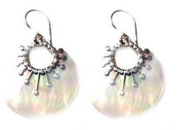 Cargar imagen en el visor de la galería, Perlmutt Muschel Silberohrringe Ohrringe Ohrhänger 925er Sterling Silber rund Loch Blume Schmuck - chic-net.de

