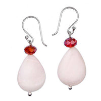 Cargar imagen en el visor de la galería, Perlmutt Perle weiß Silberohrringe Ohrringe Ohrhänger 925er Silber Damen Schmuck Glasperle rot - chic-net.de
