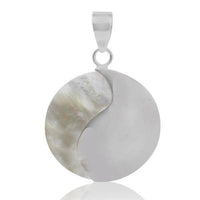 Cargar imagen en el visor de la galería, Perlmutt rund Yin Yang weiß Anhänger Muschel Silberanhänger 925er Silber Damen Schmuck - chic-net.de
