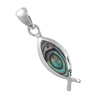 Cargar imagen en el visor de la galería, Perlmuttanhänger Paua Fisch bunt 20 mm 925er Sterling Silber Ohrringe Abalone - chic-net.de
