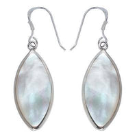 Cargar imagen en el visor de la galería, Perlmuttmuschelohrringe mandelförmige Perlmuttohrhänger 925er Sterlingsilber ca. 25 x 10mm - chic-net.de
